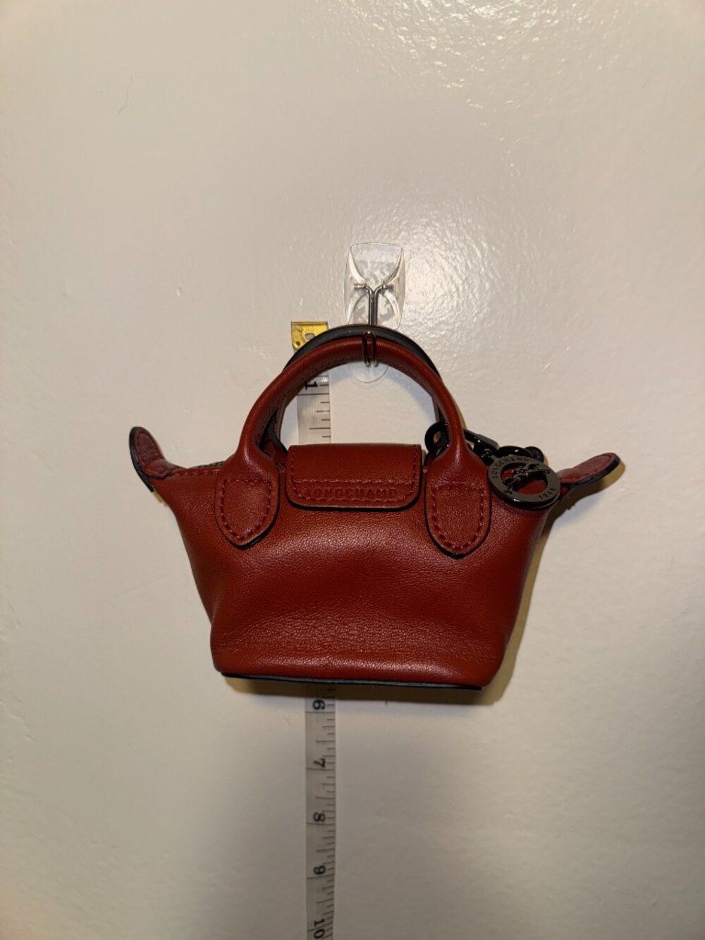 LONGCHAMP Nano Mini Le Pliage Cuir Leather Top Handle Bag CrossBody NWT - Picture 7 of 11
